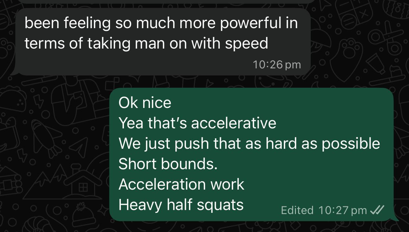 Real client message — taking man on with speed