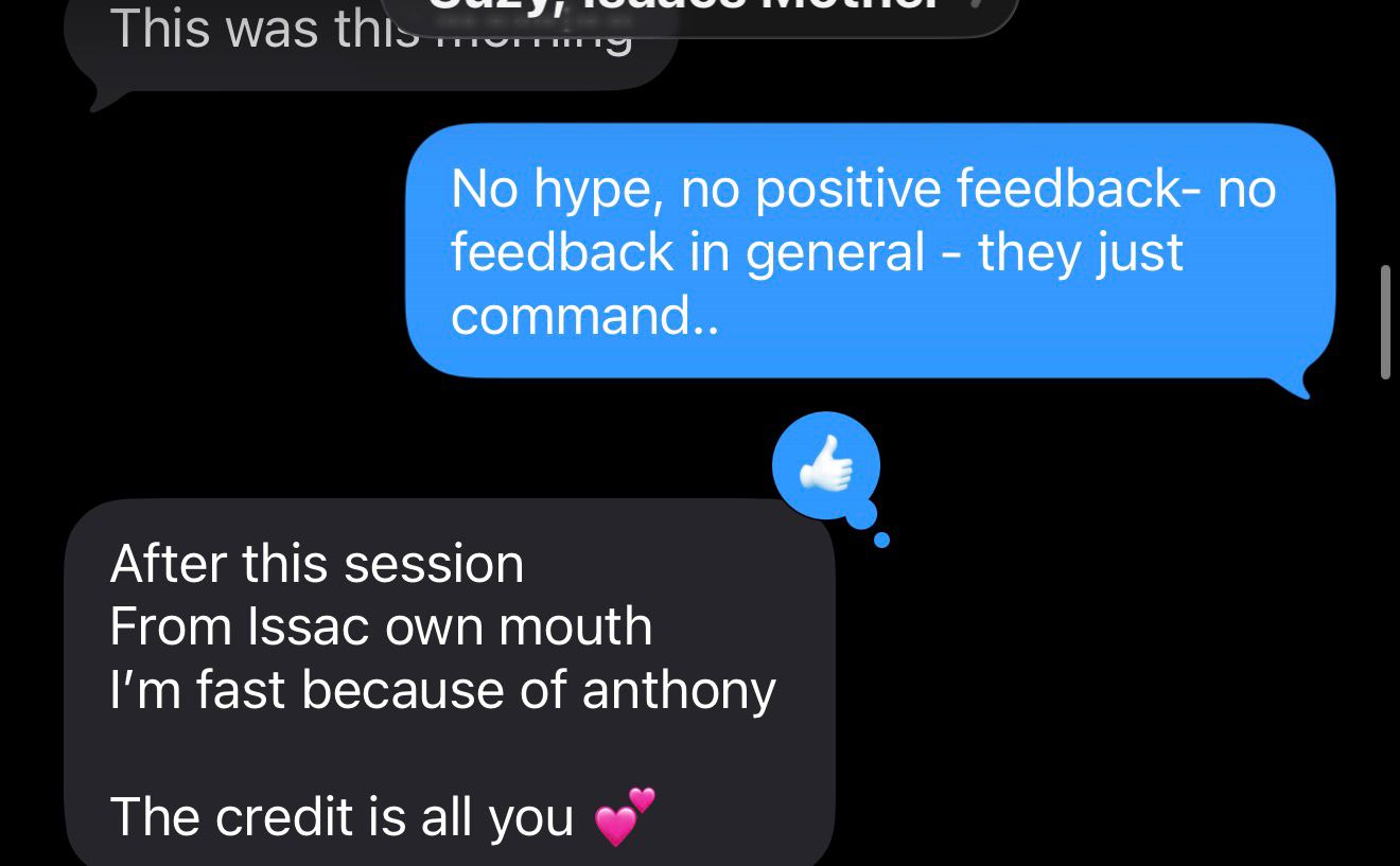 Real parent message — Issac's mother on his speed gains