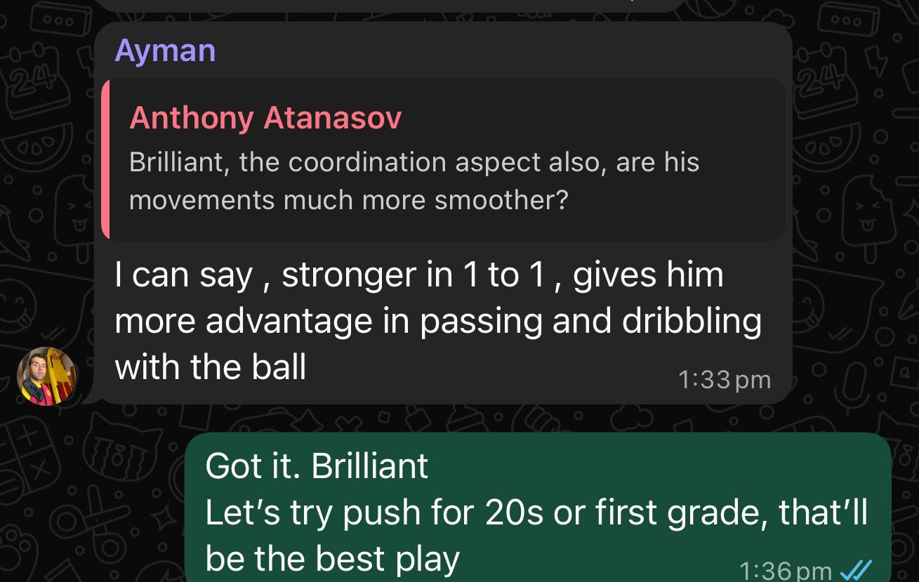 Real parent message — Ayman, stronger in 1-on-1s